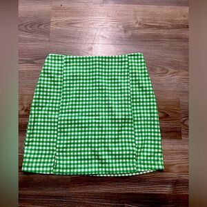 Green and White Gingham Academia Skirt